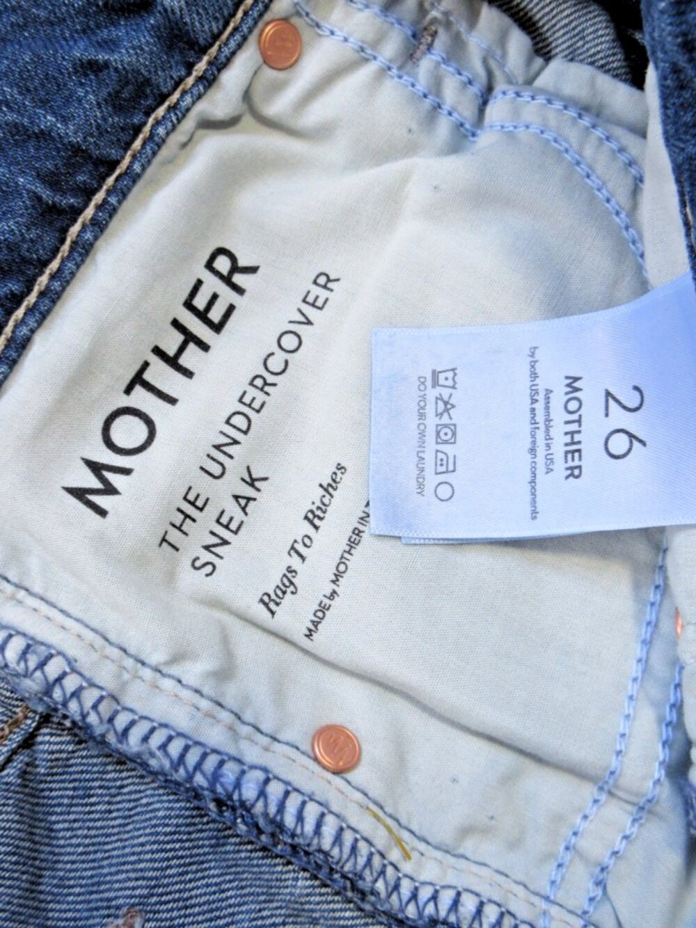 NWT Mother The Undercover Sneak in Rags To Riches Rigid Wide Leg Jeans 26 - Picture 8 of 11